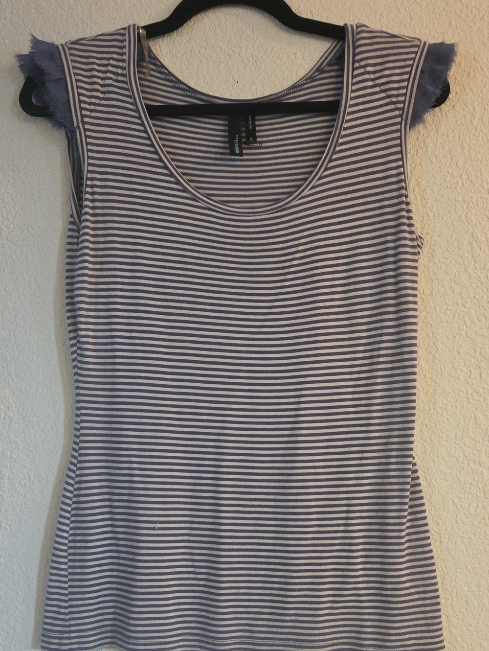 She Said Sleeveless Blue and White Striped Scoop Tank Top